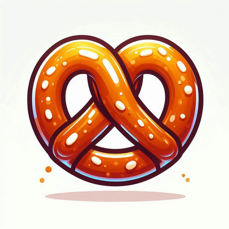 Pretzel vector illustration. Cute cartoon pretzel icon.のイラスト素材