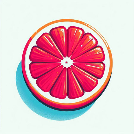 Vector illustration of a slice of grapefruit on a white background.のイラスト素材
