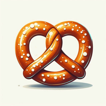 Bavarian pretzel with drops of water. Vector illustration.のイラスト素材