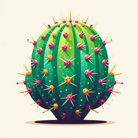 Cactus with prickly pearls and needles. Vector illustration.のイラスト素材