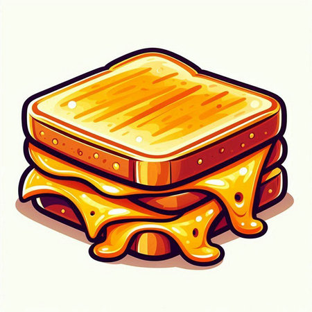 Sandwich with melted cheese. Vector illustration of a sandwich with melted cheese.のイラスト素材