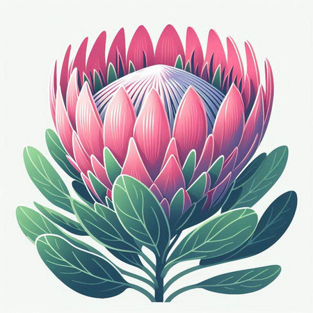 Beautiful protea flower isolated on white background. Vector illustration.のイラスト素材