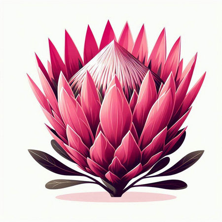 Beautiful pink protea flower isolated on white background. Vector illustration.のイラスト素材