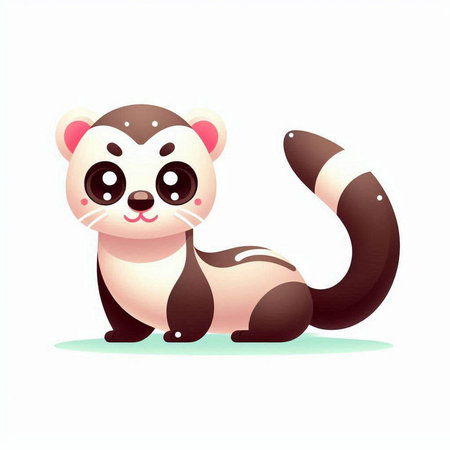 Cute cartoon ferret isolated on white background. Vector illustration.のイラスト素材