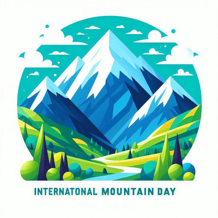 International Mountain Day Vector Illustration. Suitable for greeting card, poster and banner.のイラスト素材