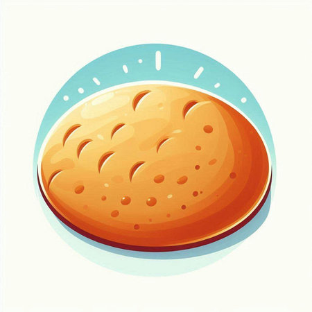 Illustration of a loaf of bread in a blue circle on a white backgroundのイラスト素材