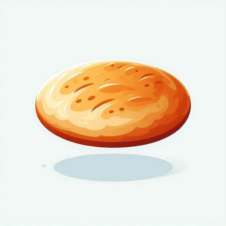 Illustration of a round bread on a white background, vector illustrationのイラスト素材