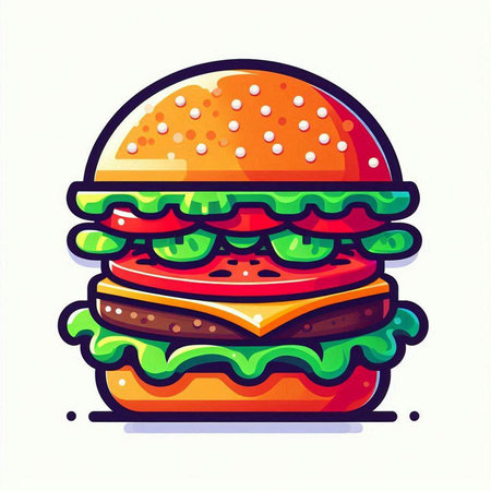 Hamburger vector illustration isolated on white background. Fast food icon.のイラスト素材