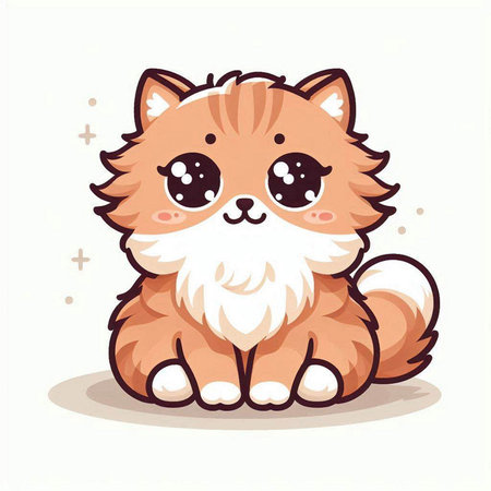 Cute cat on white background. Vector illustration in cartoon style.のイラスト素材