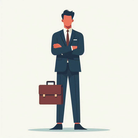 Businessman with a briefcase. Vector illustration in a flat styleのイラスト素材