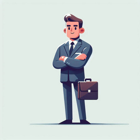 Businessman with a briefcase. Vector illustration in cartoon style.のイラスト素材