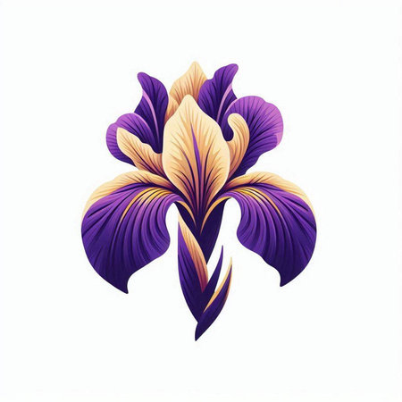 Beautiful iris flower isolated on white background. Vector illustration.のイラスト素材