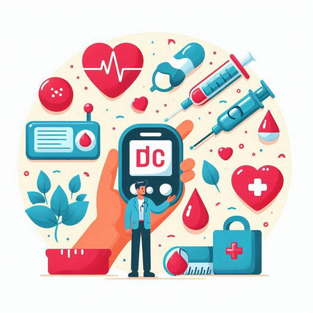 Diabetes concept. Vector flat graphic design illustration of diabetes care.のイラスト素材