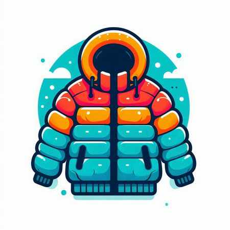 Vector illustration of a winter jacket with a hood on a white backgroundのイラスト素材