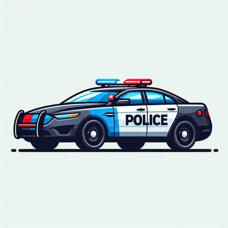 Police car. Vector illustration in cartoon style isolated on white background.のイラスト素材