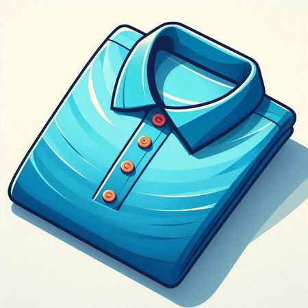 Illustration of a blue shirt on a white background, vector illustrationのイラスト素材