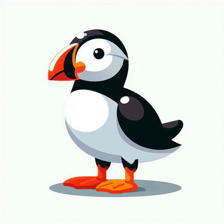 Puffin isolated on white background. Vector illustration in cartoon style.のイラスト素材