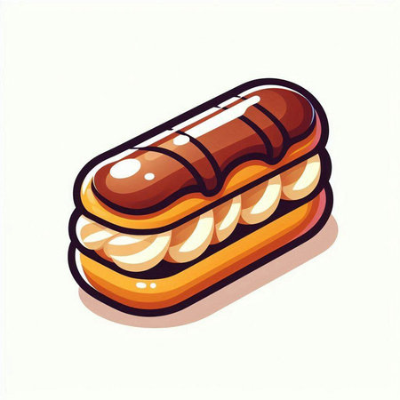 Illustration of a delicious chocolate eclair on a white background.のイラスト素材