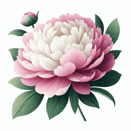 Beautiful peony flower isolated on white background. Vector illustration.のイラスト素材