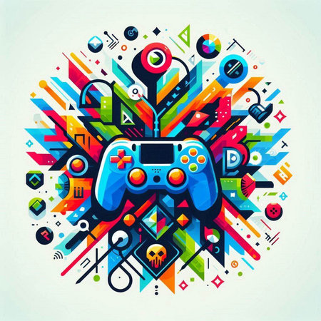 Retro gamepad on colorful background. Vector illustration. Eps 10のイラスト素材