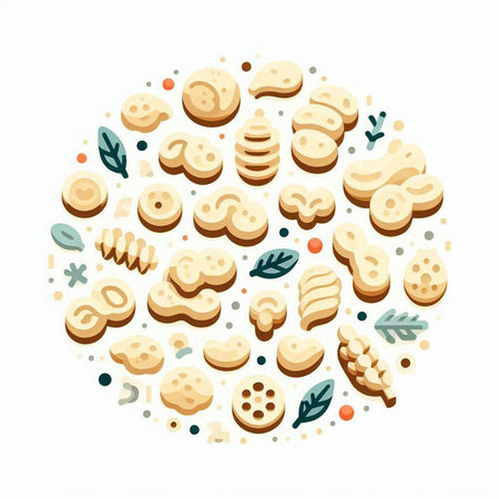 Vector illustration of cookies in the shape of a circle on a white backgroundのイラスト素材