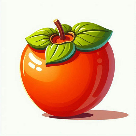 Illustration of a ripe persimmon on a white background.のイラスト素材