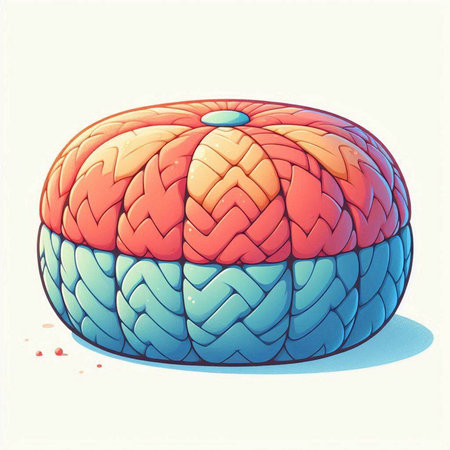 Illustration of a knitted hat in the form of a pillowのイラスト素材
