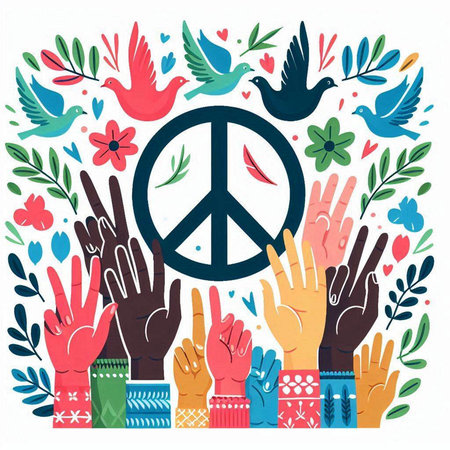 Hands with peace sign. Peace and peace concept. Vector illustration.のイラスト素材