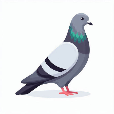 Pigeon isolated on white background. Vector illustration in flat style.のイラスト素材