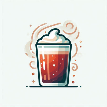 Coffee with whipped cream icon in flat style. Vector illustration.のイラスト素材