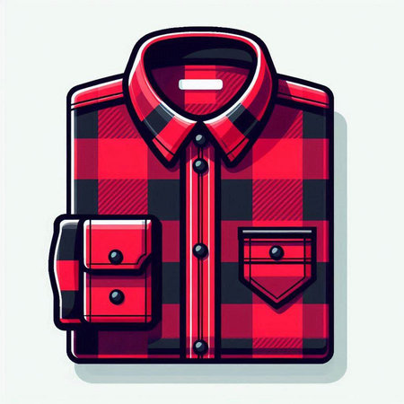 Vector illustration of a red checkered shirt on a white backgroundのイラスト素材