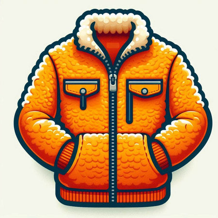 Orange winter jacket isolated on white background. Vector illustration. Eps 10.のイラスト素材