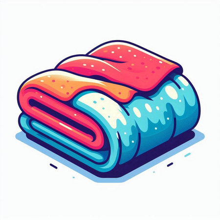 Colorful towels isolated on a white background. Vector illustration in cartoon style.のイラスト素材