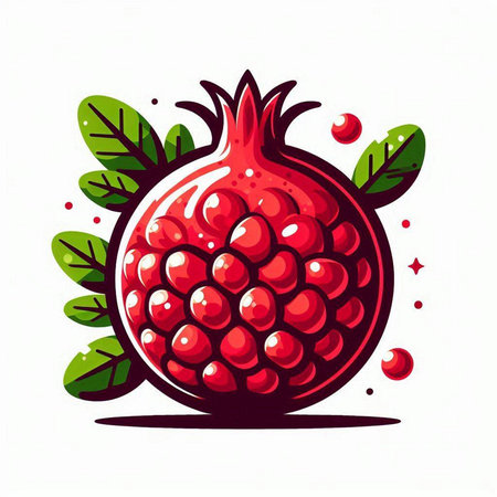 Pomegranate fruit vector illustration, isolated on white background.のイラスト素材
