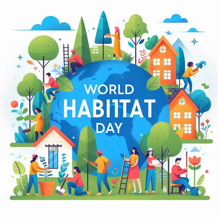 World Horticulture Day concept with people working in garden. Vector illustrationのイラスト素材