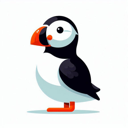 Puffin isolated on white background. Cartoon illustration. Vector.のイラスト素材