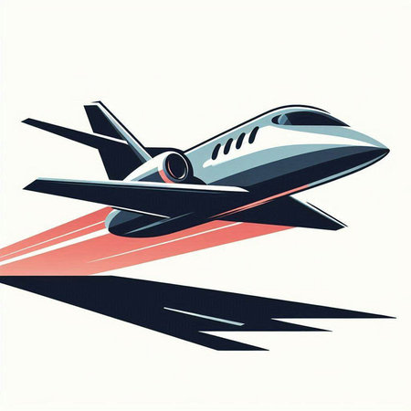 Illustration of a jet airplane flying in the sky. Vector illustration.のイラスト素材