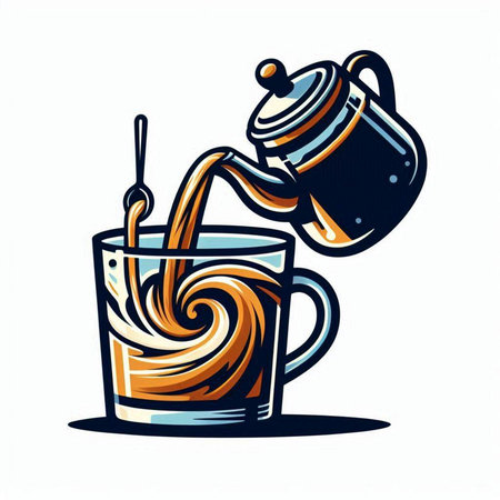 Cup of coffee with a teapot. Vector illustration.のイラスト素材