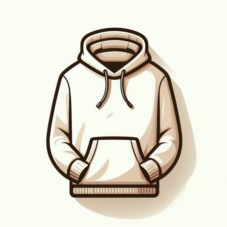 Illustration of a white hoodie with a hood on a white backgroundのイラスト素材