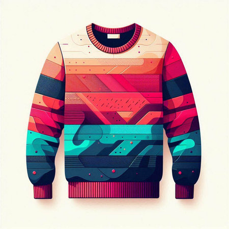 Colorful winter sweater with abstract geometric pattern. Vector illustration for your designのイラスト素材
