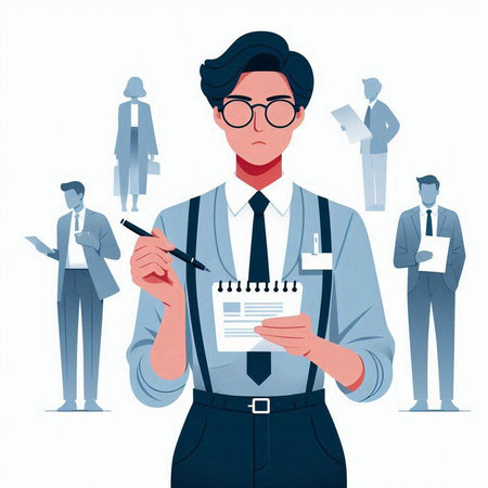 Businessman with notepad. Vector illustration in a flat style.のイラスト素材