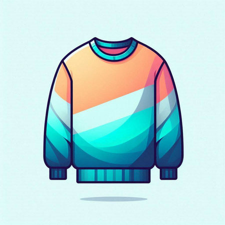 Fashion ugly sweater vector illustration. Colorful sweater isolated on blue background.のイラスト素材