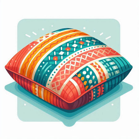 Illustration of a colorful pillow. Vector illustration of a pillow.のイラスト素材