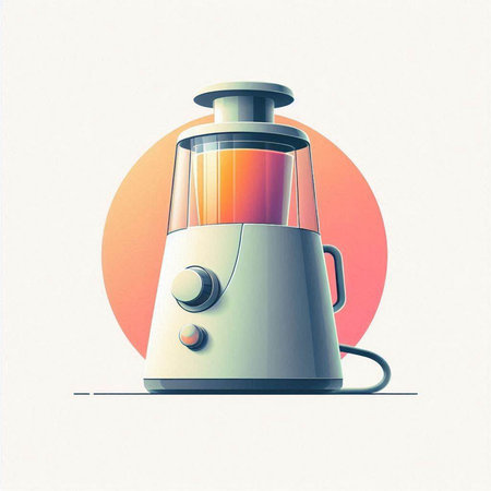 Modern electric juicer on a white background. Vector illustration in retro style.のイラスト素材