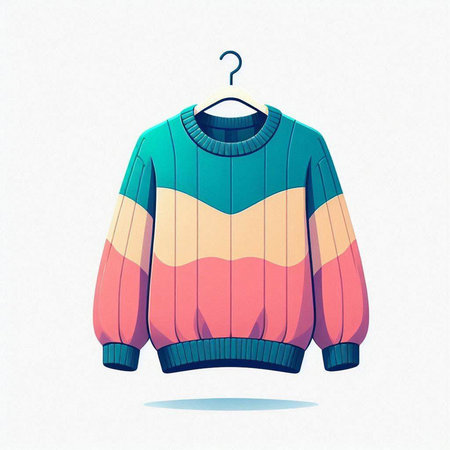 Knitted sweater on a hanger on a white background. Vector illustrationのイラスト素材