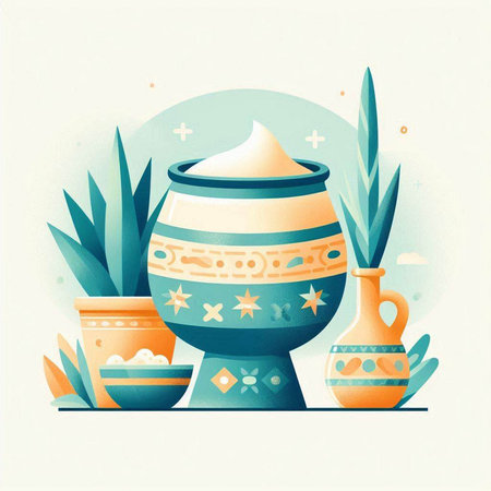 Ceramic vase and pot. Vector illustration in flat styleのイラスト素材