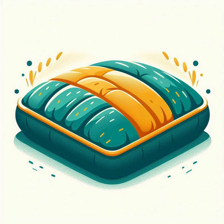 Illustration of a sleeping bag on a white background with splashesのイラスト素材