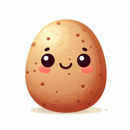 Cute happy smiling brown egg isolated on white background. Vector illustration.のイラスト素材