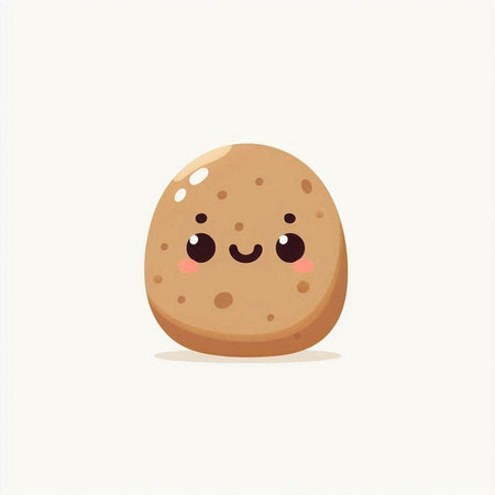 Cute kawaii potato character. Vector illustration isolated on white background.のイラスト素材