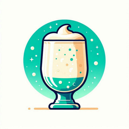 Illustration of a milkshake with whipped cream in a glass.のイラスト素材